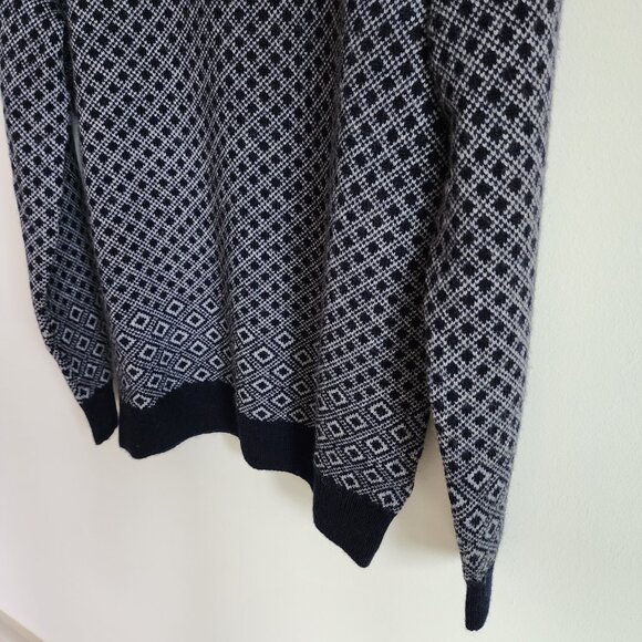S Sweater Blue New Jos A Bank Small V Neck Nwt Winter Wool Blend Navy Diamond Sz - Picture 13 of 17